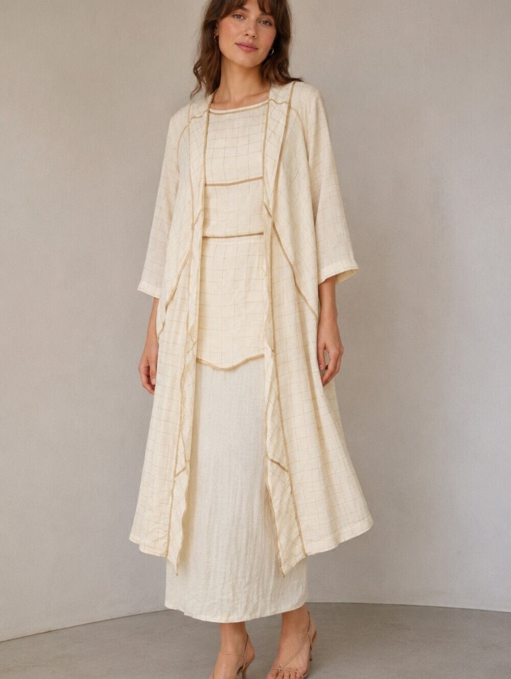 VTG SPENCER ALEXIS 1990s Metallic Gold Three Piece Longline Skirt Set